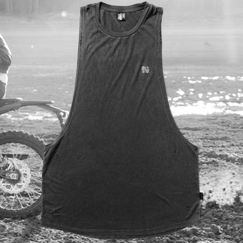 MOTO DISTRESSED BRO TANK - BLACK