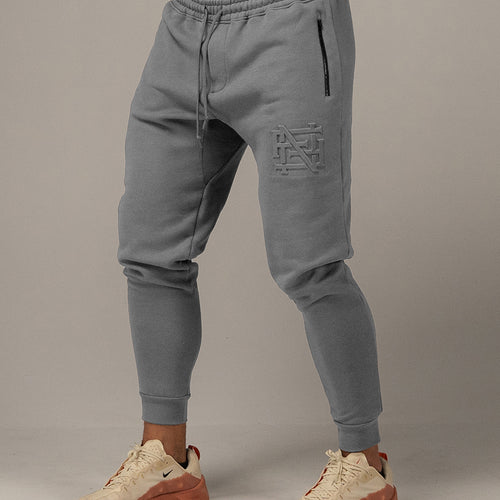 EMBOSSED FITTED JOGGERS-GREY