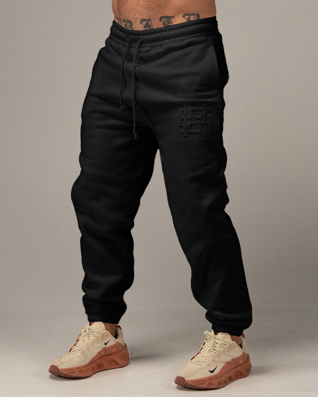 EMBOSSED CHAMP JOGGERS-BLACK