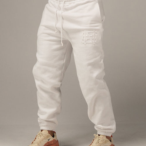 EMBOSSED CHAMP JOGGERS-WHITE