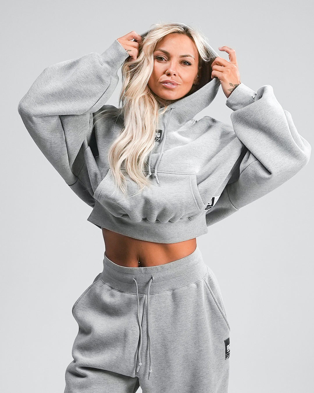 WOMENS OVERSIZED CROP HOODIE HEATHER GREY – FLAG NOR FAIL