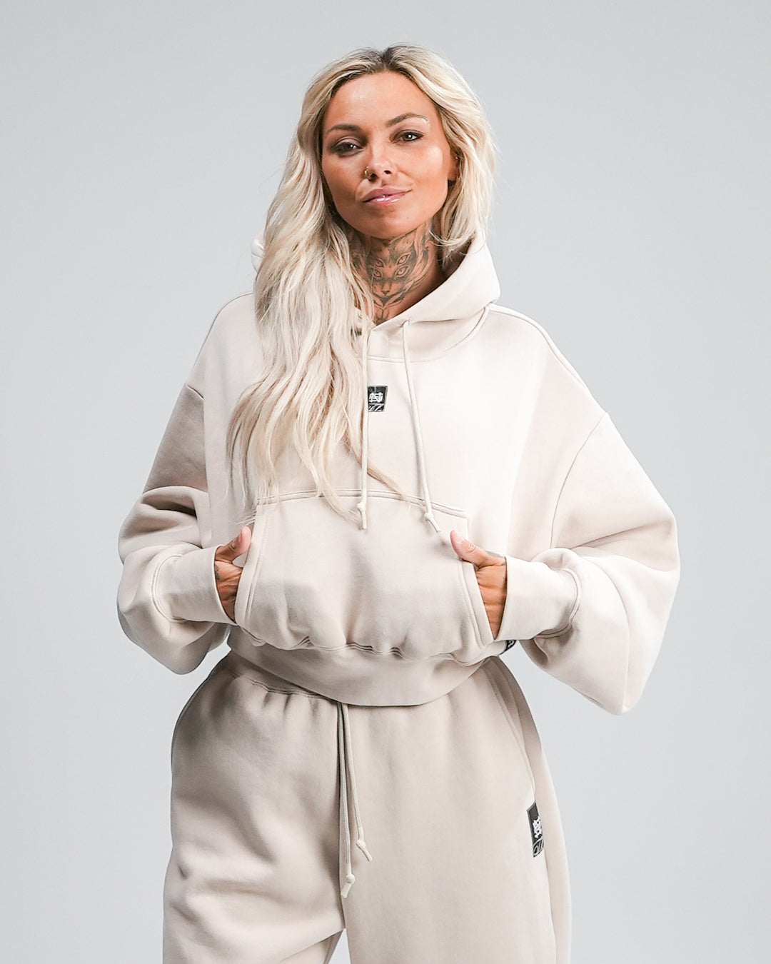 WOMENS OVERSIZED CROP HOODIE TAN – FLAG NOR FAIL