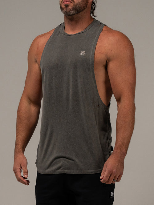 MOTO DISTRESSED BRO TANK - BLACK