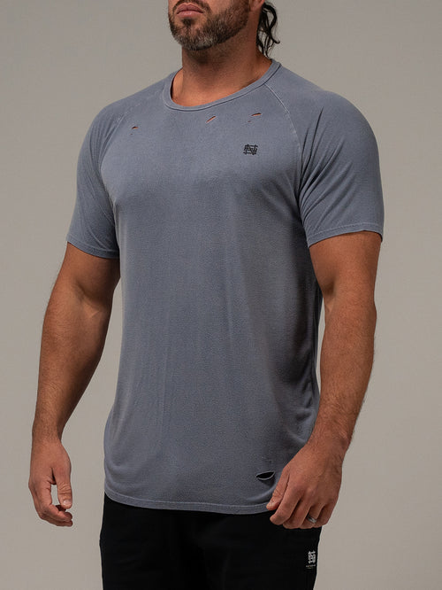 MOTO DISTRESSED TEE - BLUE