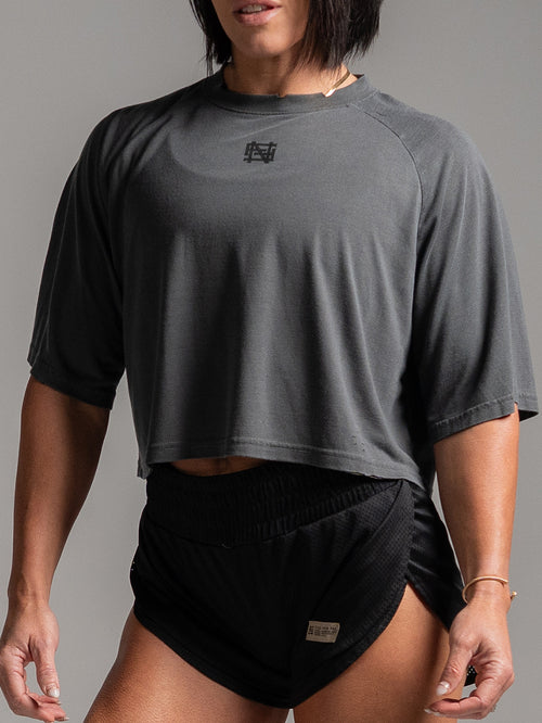 MOTO CROP TEE - BLACK