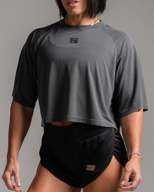 MOTO CROP TEE - BLACK