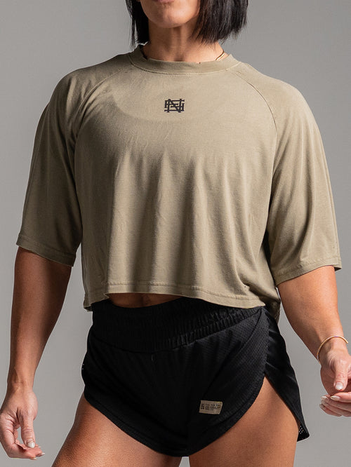 MOTO CROP TEE - OLIVE