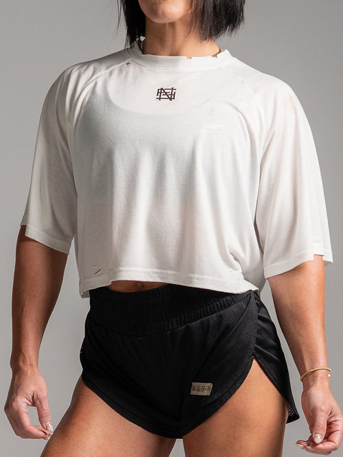 MOTO CROP TEE - WHITE