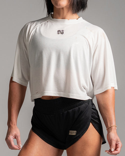 MOTO CROP TEE - WHITE