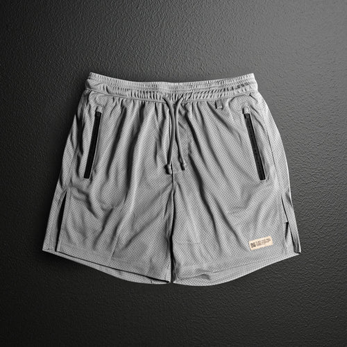 MENS MOMENTUM PATCH MESH SHORTS - GREY