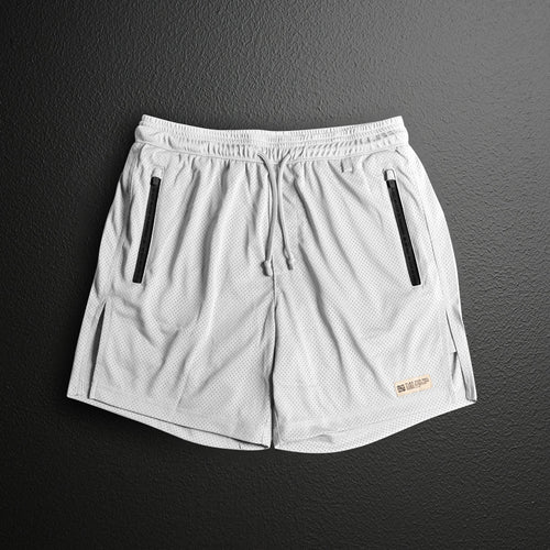 MENS MOMENTUM PATCH MESH SHORTS - WHITE