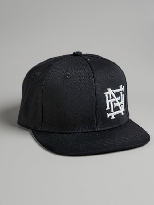 EMBROIDERED MONOGRAM HAT - WHITE/BLACK