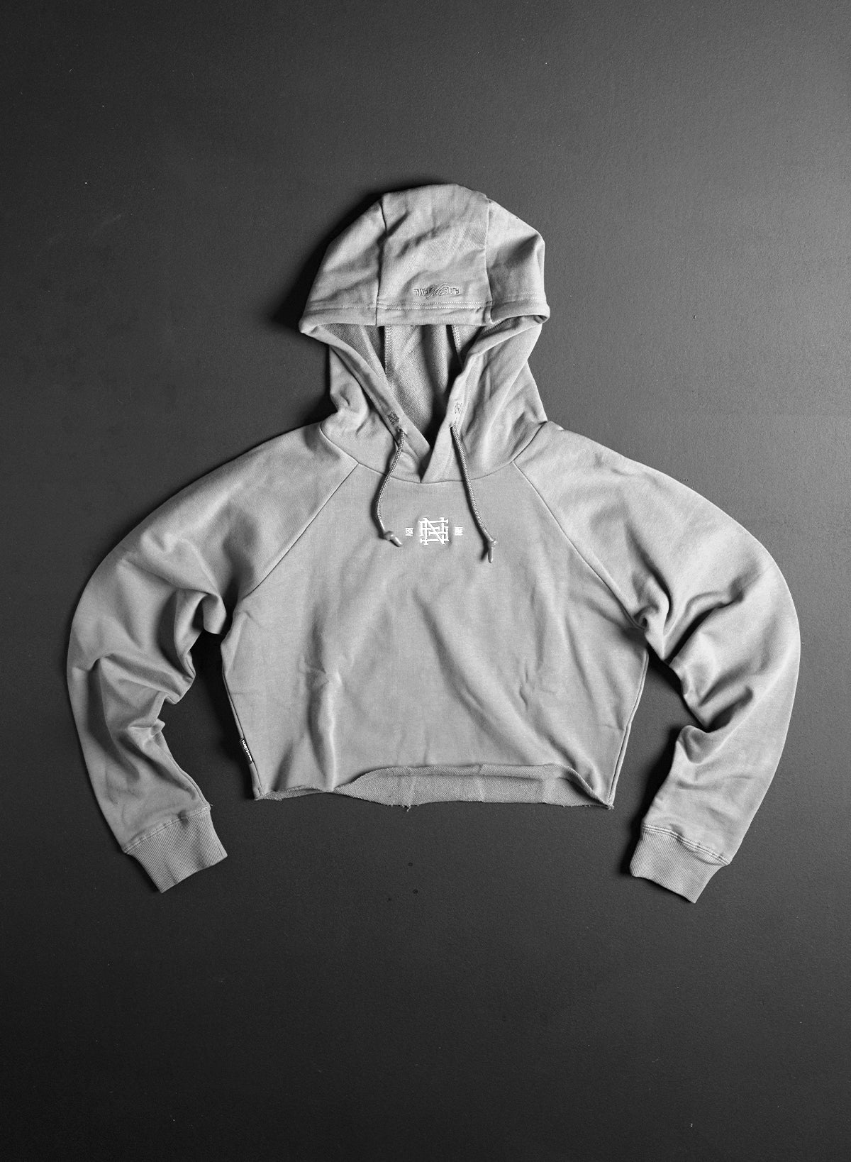 EMB CROP HOODIE GREY – FLAG NOR FAIL