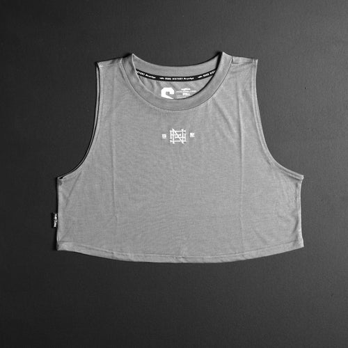 EMB CROP TANK - GREY