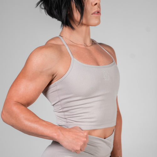 WOMENS RIBBED TANK - GREY