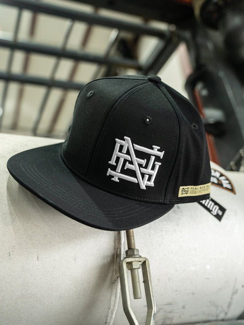 EMBROIDERED MONOGRAM HAT - WHITE/BLACK