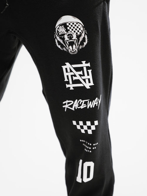 RACE BEAR FITTED JOGGERS - BLACK
