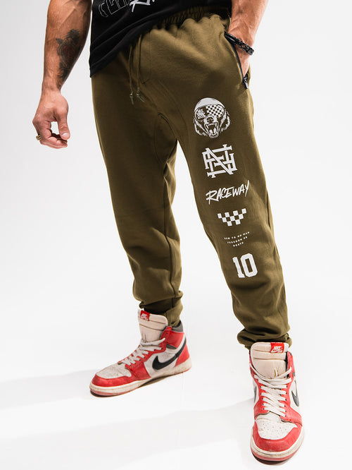 RACE BEAR FITTED JOGGERS - OLIVE