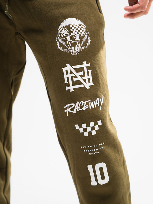 RACE BEAR FITTED JOGGERS - OLIVE
