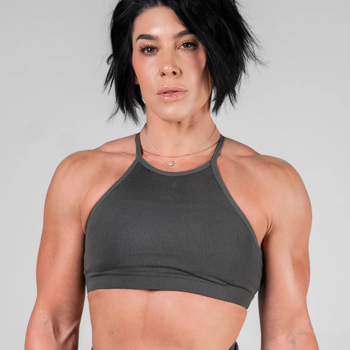 WOMENS RIBBED BRA - BLACK