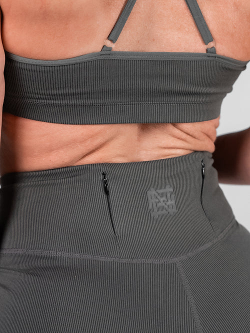 WOMENS RIBBED SHORTS - BLACK