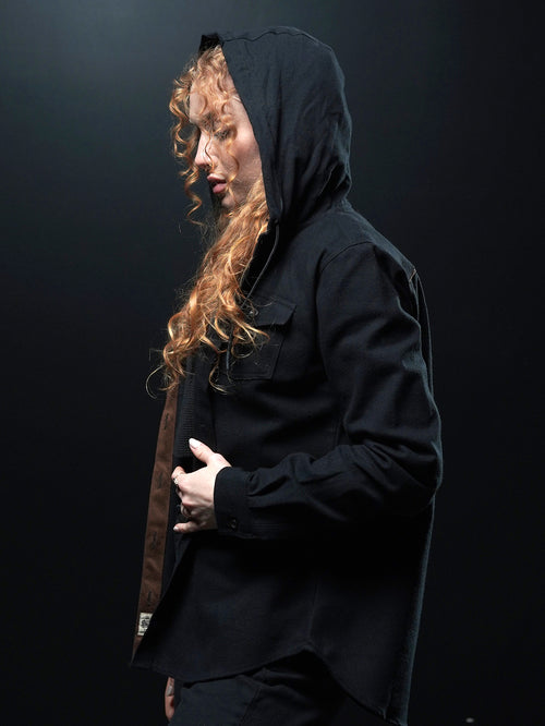 WOMEN'S HOODED FOREVER FLANNEL - BLACK