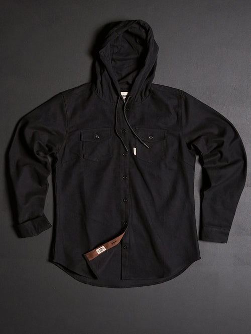 WOMEN'S HOODED NO HANDOUTS X FOREVER FLANNEL - BLACK