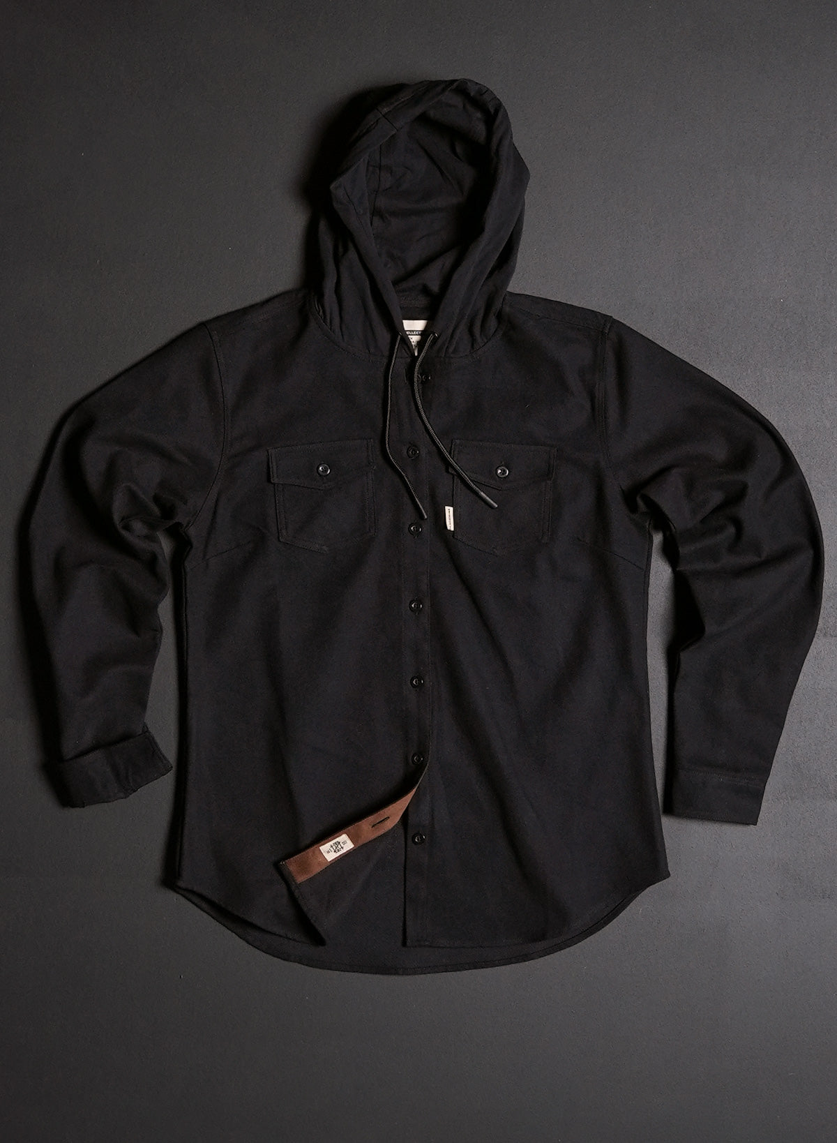 MUJER CON CAPUCHA NO HANDOUTS X FOREVER FLANNEL - NEGRO