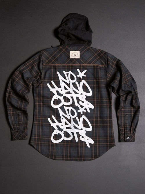 WOMEN'S HOODED NO HANDOUTS X FOREVER FLANNEL - NAVY