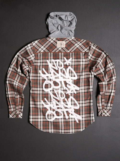 WOMEN'S HOODED NO HANDOUTS X FOREVER FLANNEL - ORANGE