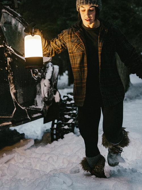 WOMEN'S HOODED FOREVER FLANNEL - NAVY