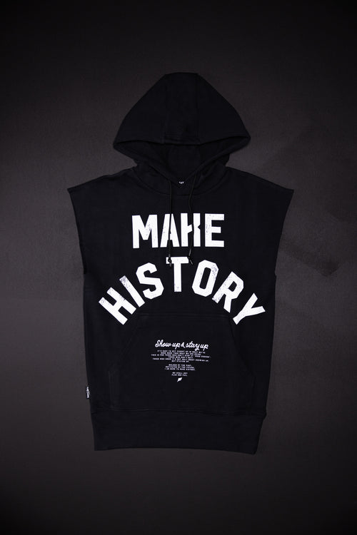 MAKE HISTORY - SUDADERA CON CAPUCHA SIN MANGAS NEGRA
