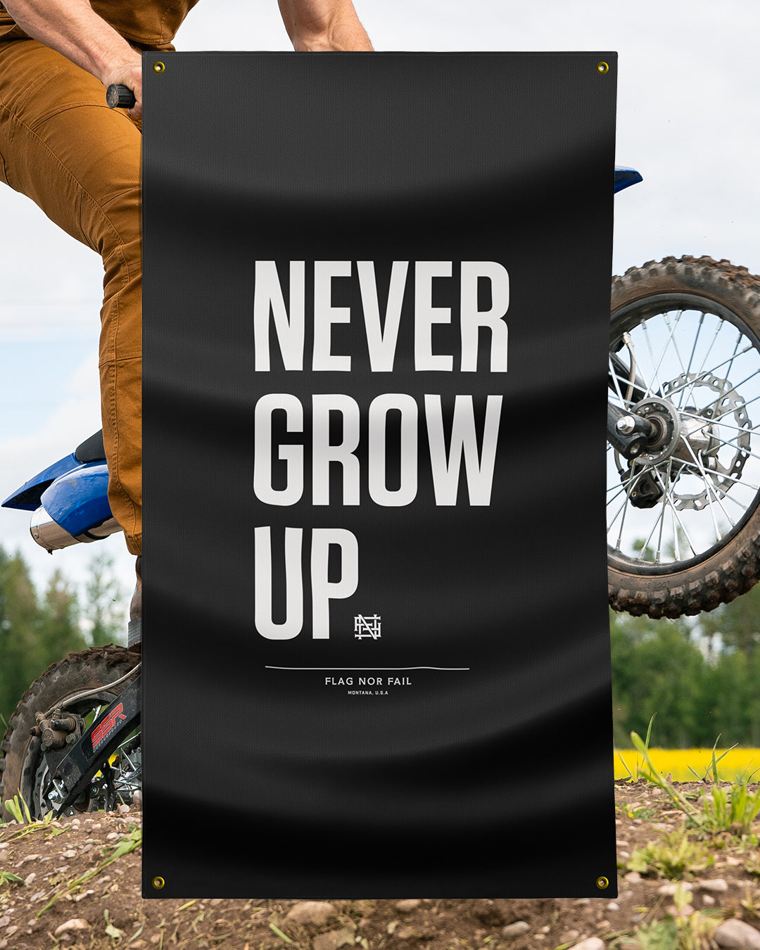 NEVER GROW UP FLAG