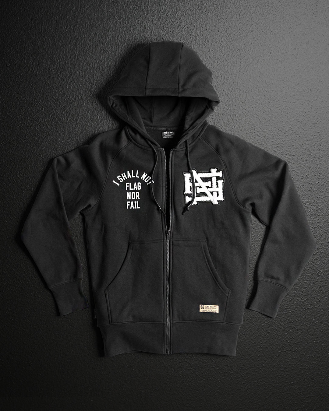 VARSITY PATCH ZIP UP + FREE TEE - BLACK