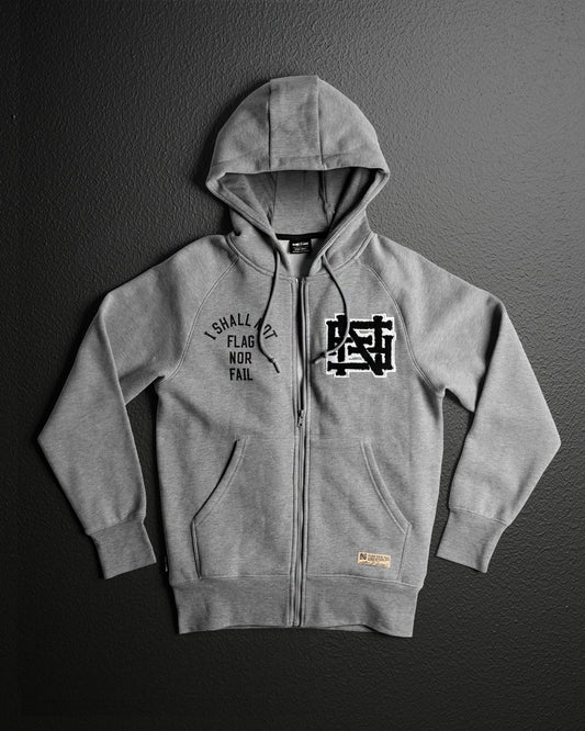 VARSITY PATCH ZIP UP - GREY