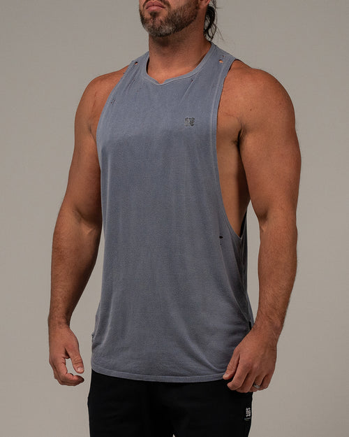 MOTO DISTRESSED BRO TANK - BLUE