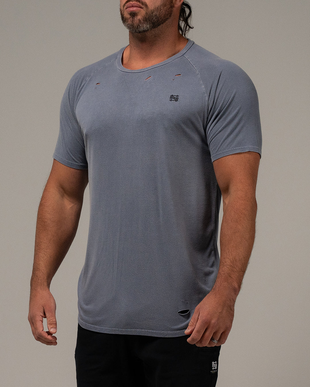 MOTO DISTRESSED TEE - BLUE