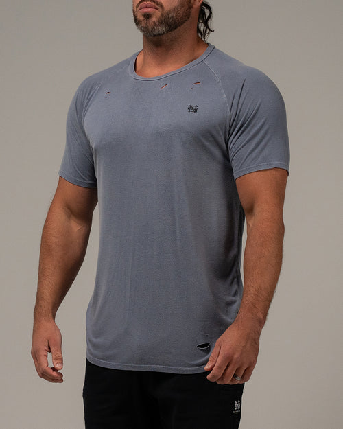 MOTO DISTRESSED TEE - BLUE
