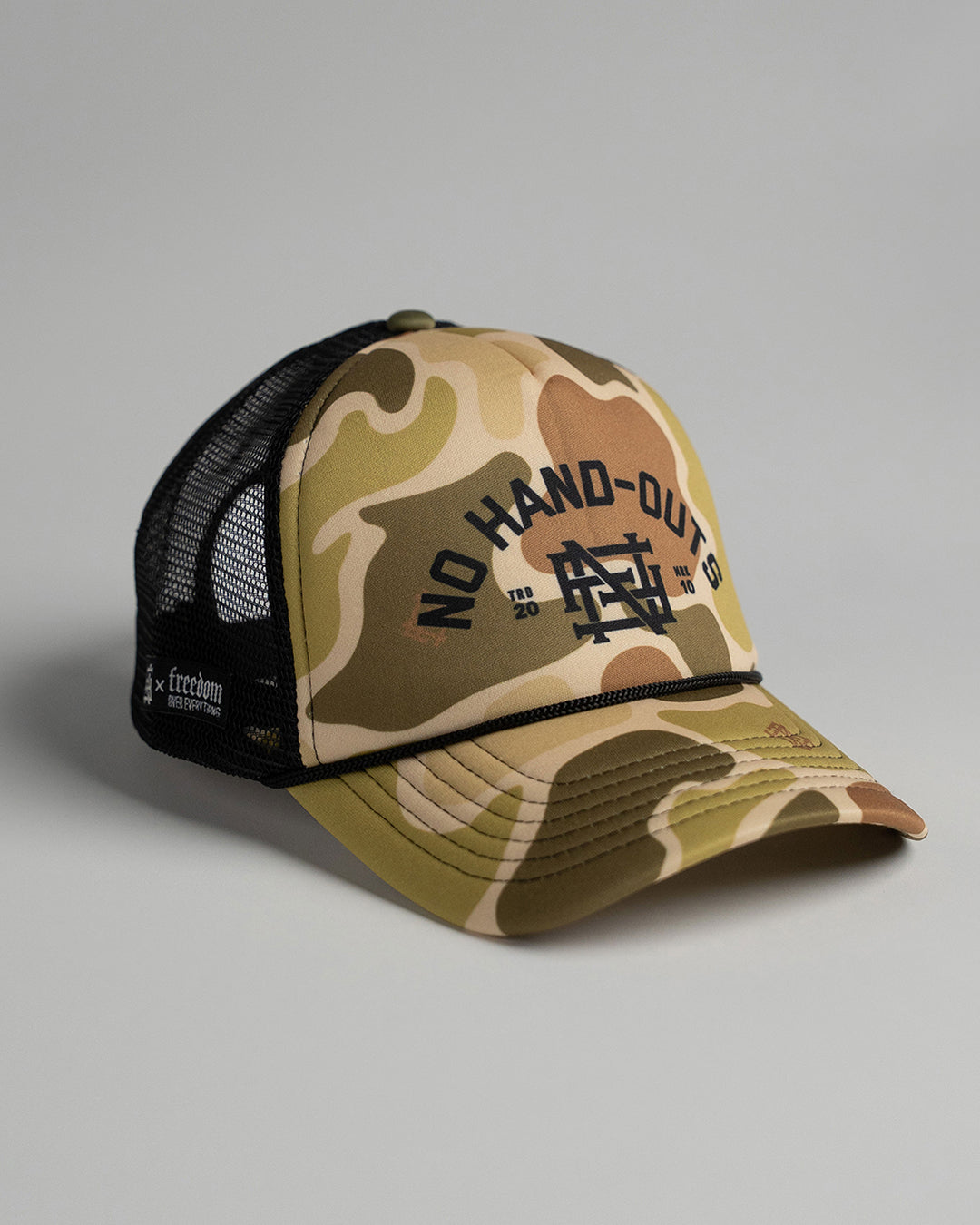 NO HAND OUTS FOAM TRUCKER - CAMO