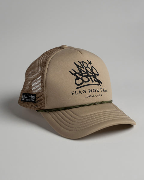 NO HAND OUTS FOAM TRUCKER - TAN – FLAG NOR FAIL display picture 2
