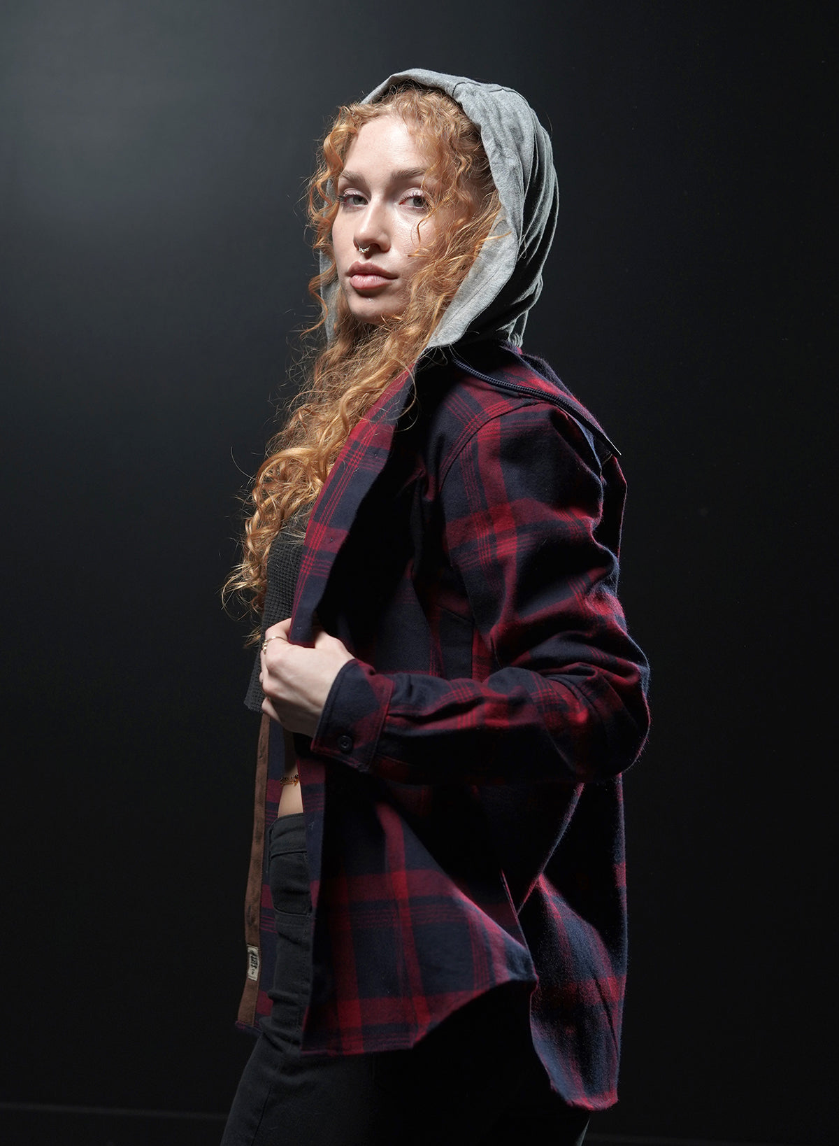 WOMEN'S HOODED FOREVER FLANNEL - RED