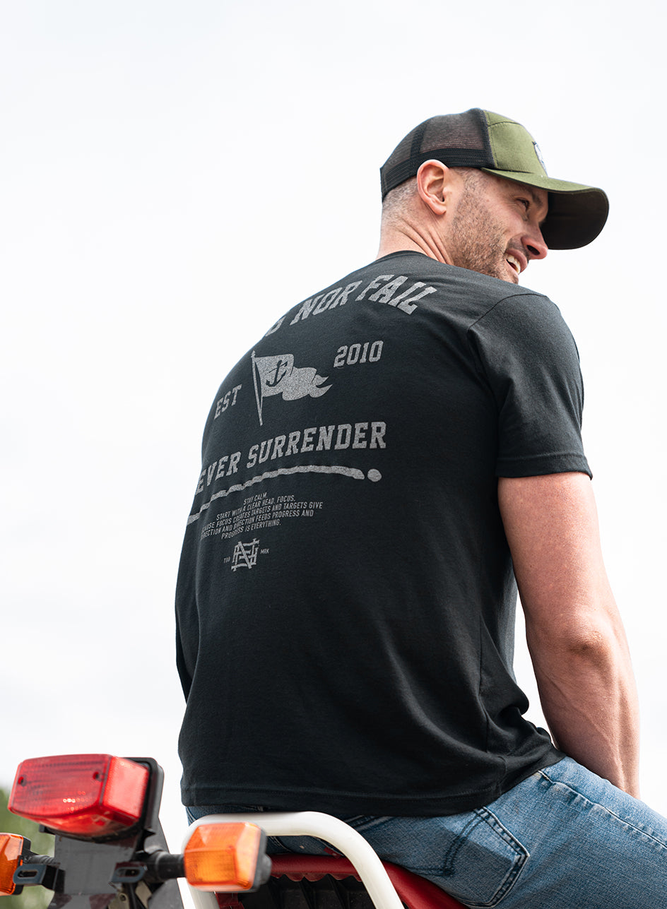 NEVER SURRENDER TEE - BLACK – FLAG NOR FAIL NEVER SURRENDER TEE - BLACK – FLAG NOR FAIL