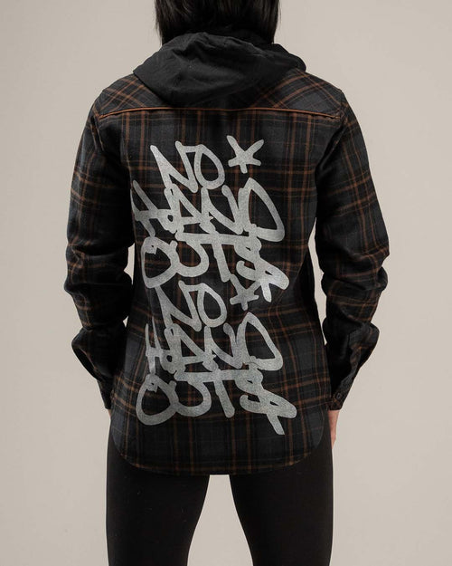 MUJER CON CAPUCHA NO HANDOUTS X FOREVER FLANNEL - NAVY