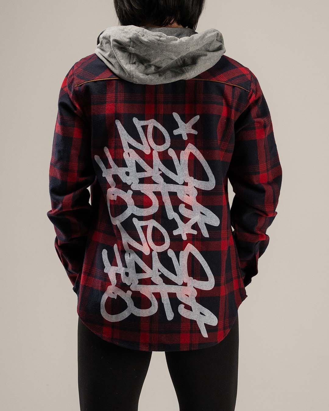 WOMEN'S HOODED NO HANDOUTS X FOREVER FLANNEL - RED
