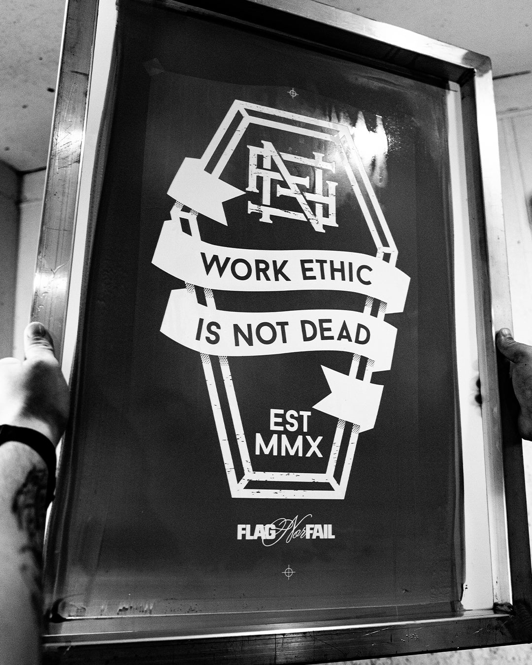 WORK ETHIC TEE - BLACK/WHITE