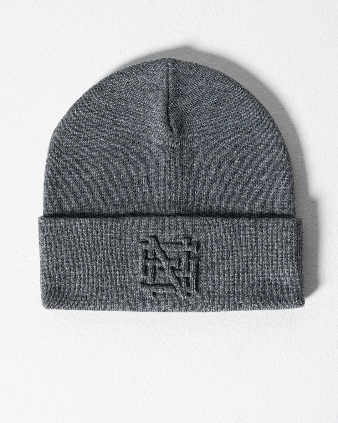 EMBOSSED BEANIE - HEATHER GREY