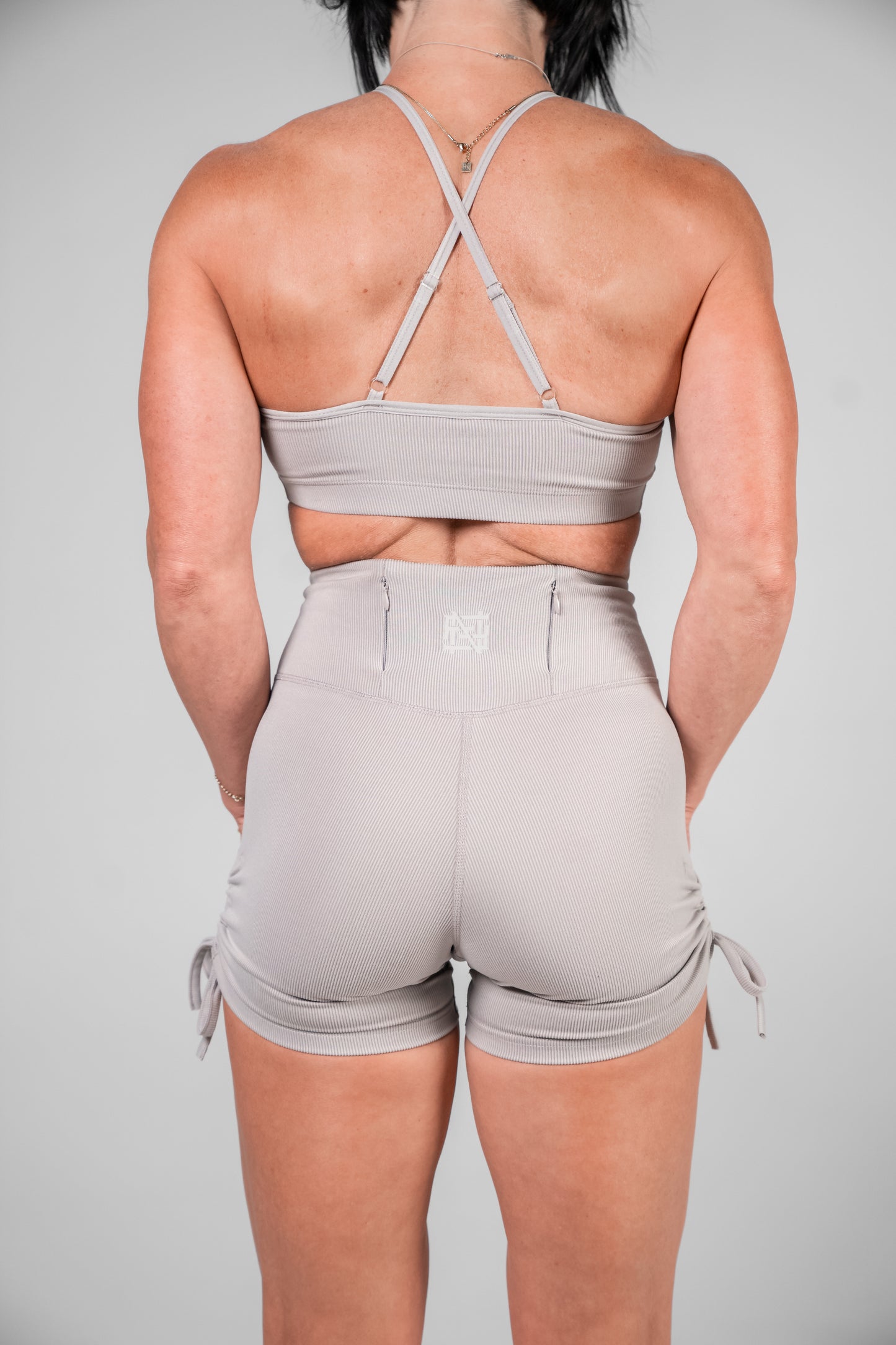 WOMENS RIBBED SHORTS - GREY