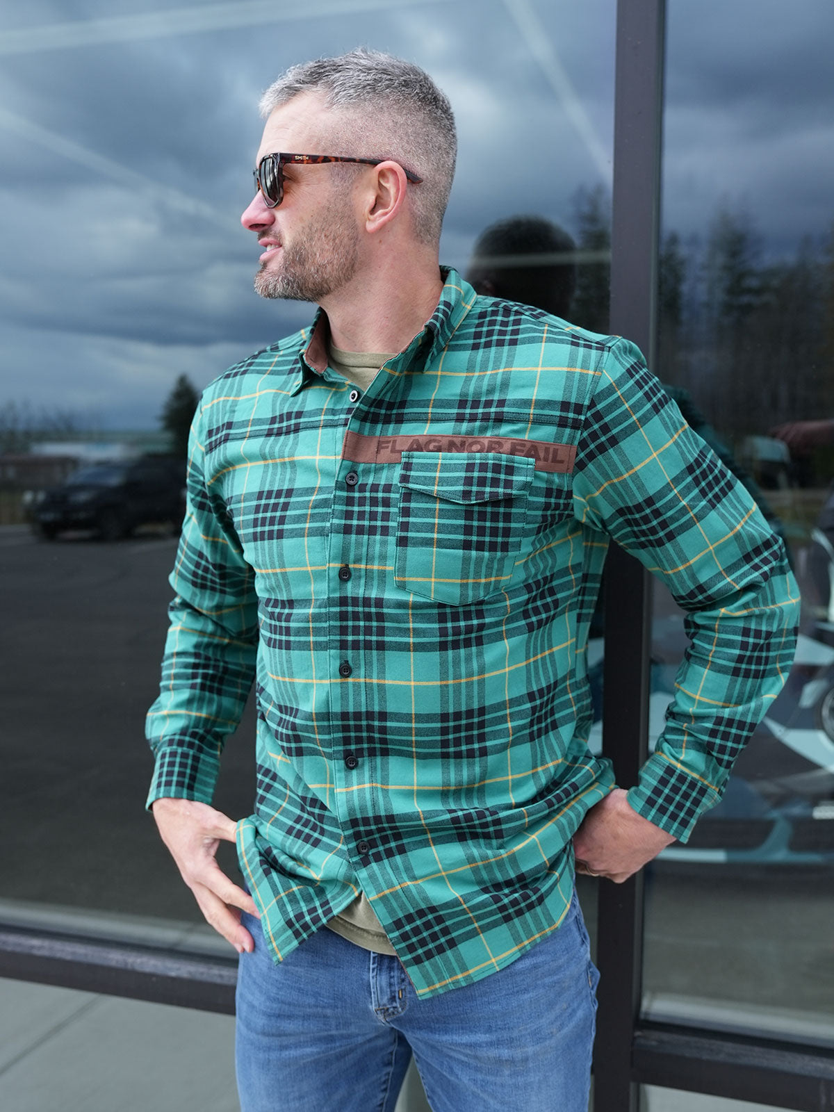 ☆F.ILLUMINATE☆ Overfit flannel check shirt green F.illuminate] Celebrity Popular Pick Overfit Forest Check