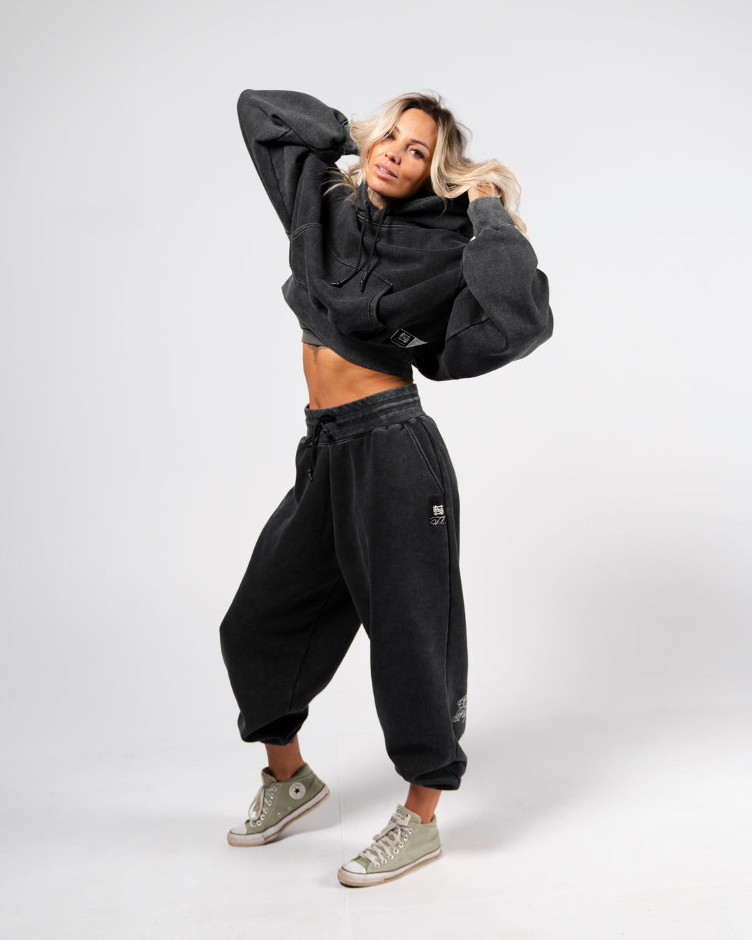 WOMENS OVERSIZED CROP HOODIE - ACID WASH – FLAG NOR FAIL