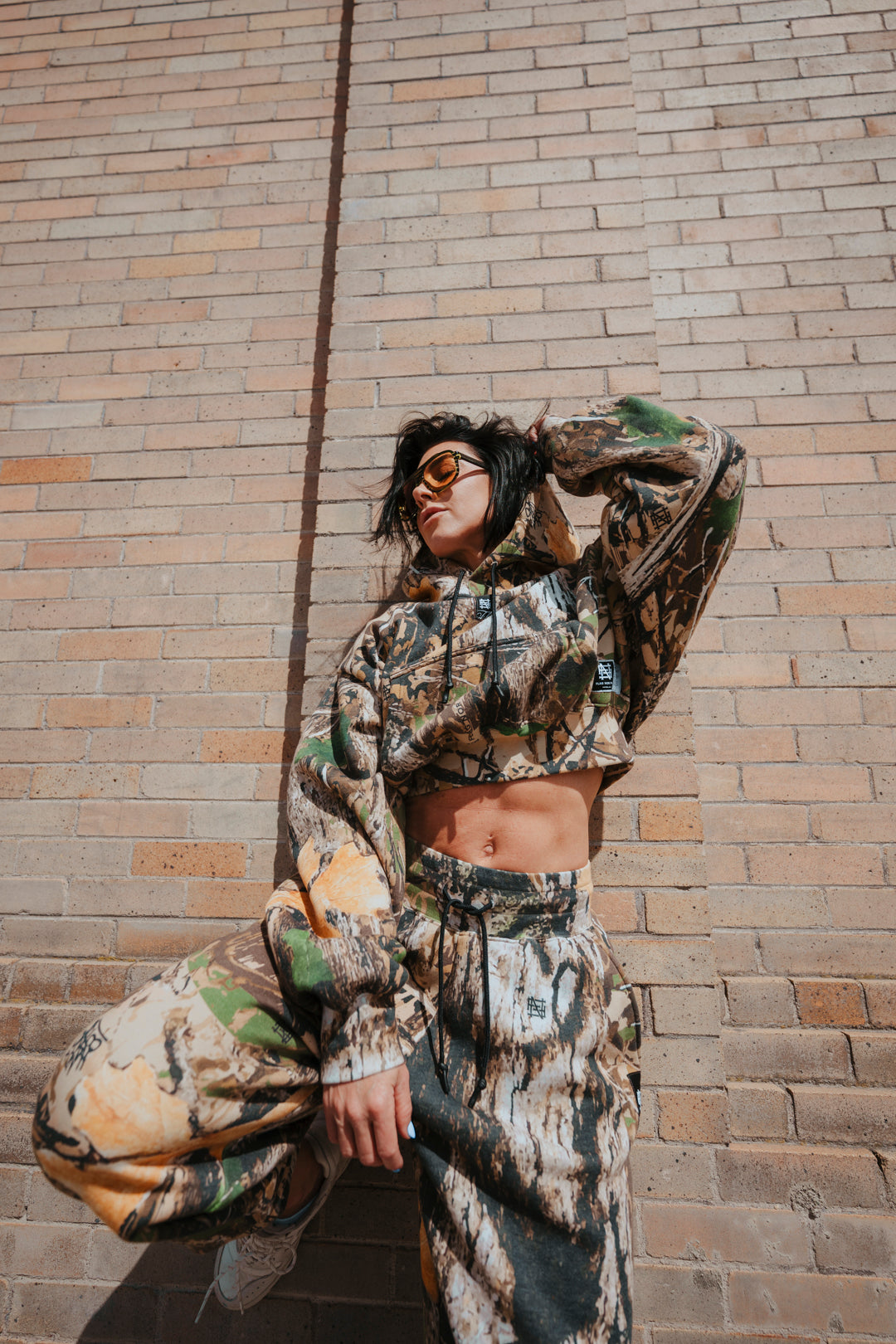 【BAON】Koshiro Stripe Crop Hoodie WOMENS OVERSIZED CROP HOODIE - TAN – FLAG NOR FAIL